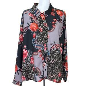 NWT Tolani Collection Evonne top, black paisley,‎ medium, colorful
